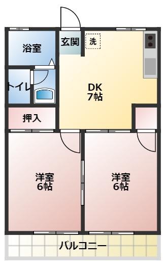 Fハイツ(2DK/1階)の間取り写真