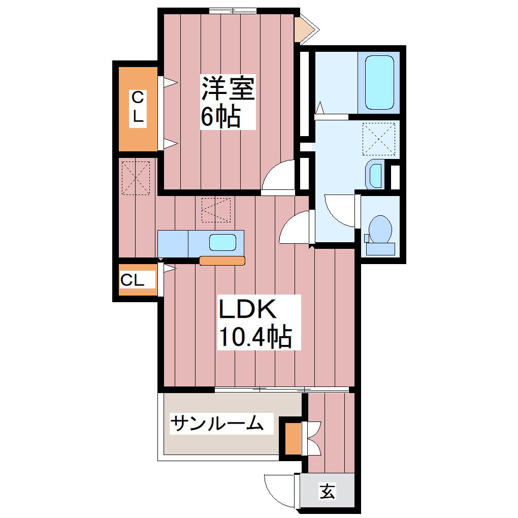 レジデンス上條(1LDK/1階)の間取り写真