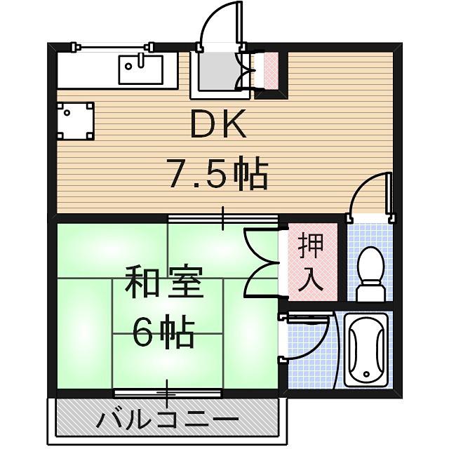 ニューハイツ上神田(1DK/2階)の間取り写真