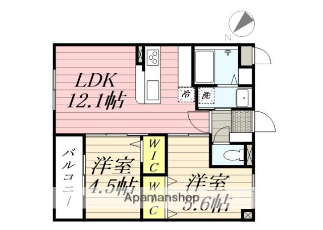 南区大橋三丁目マンション(2LDK/2階)の間取り写真