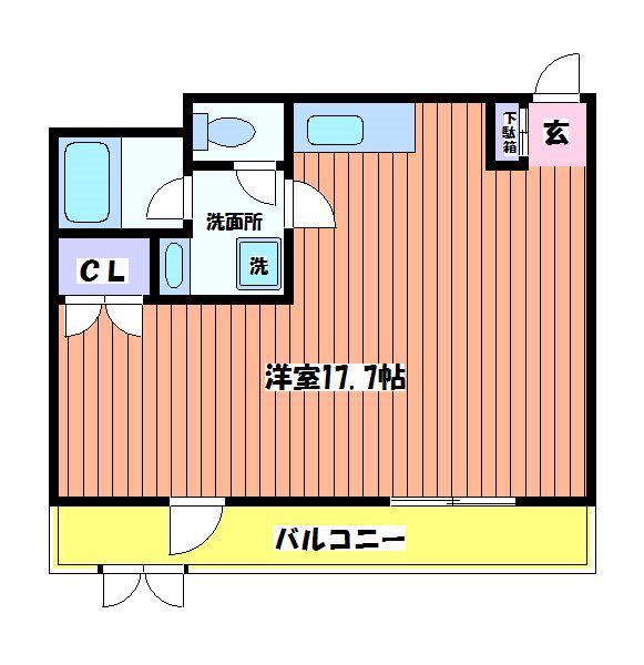 フェイス(ワンルーム/1階)の間取り写真