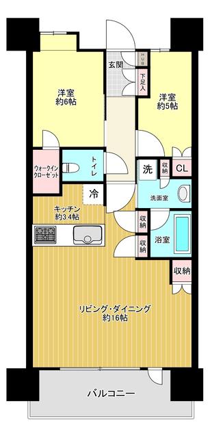レーベン東川口GRANDEST(2LDK/5階)の間取り写真