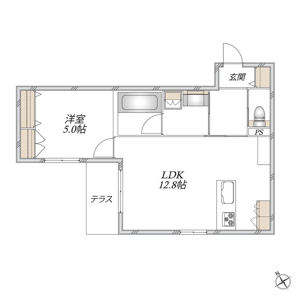 MAISON SARKLAND(1LDK/1階)の間取り写真