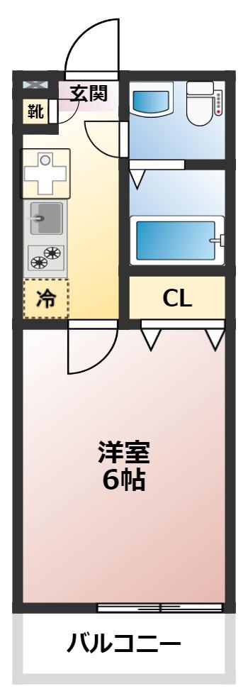 オークティアラ(1K/1階)の間取り写真
