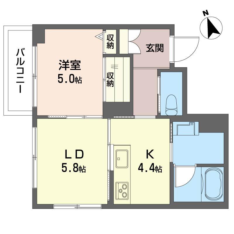リヴェール 今泉(1LDK/1階)の間取り写真