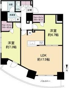ドゥーエなんば南(2LDK/13階)の間取り写真