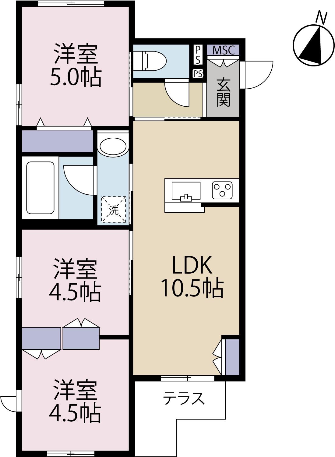 グラン シェル(3LDK/1階)の間取り写真