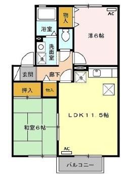 カリーノ川原崎(2LDK/1階)の間取り写真