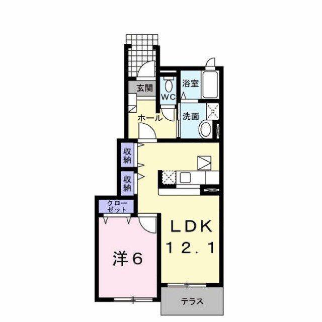 オリエンタルコート(1LDK/1階)の間取り写真