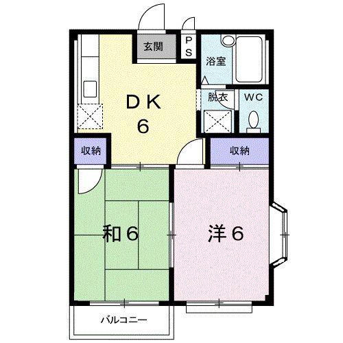 メゾンドパストラルB(2DK/2階)の間取り写真
