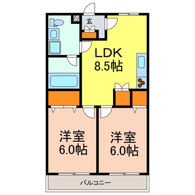 陽東GARDEN(2LDK/2階)の間取り写真