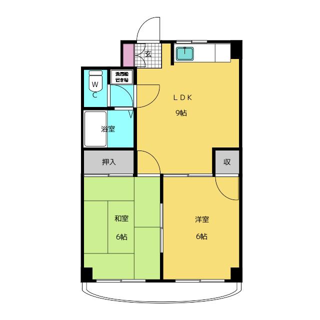 パークハイムKATAKURA(2DK/4階)の間取り写真