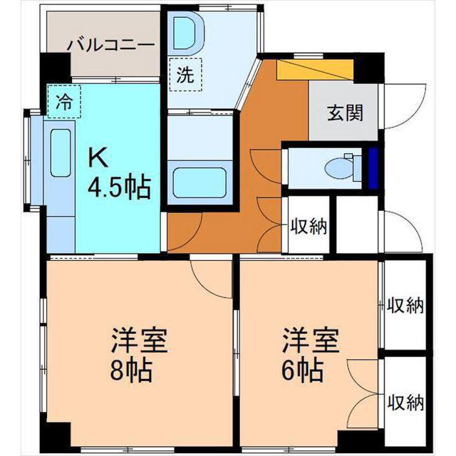 ハイツ白菊(2K/1階)の間取り写真