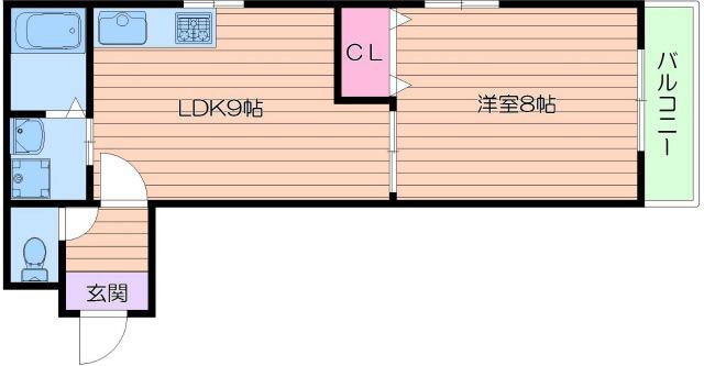 サンライトあべのV(1LDK/1階)の間取り写真