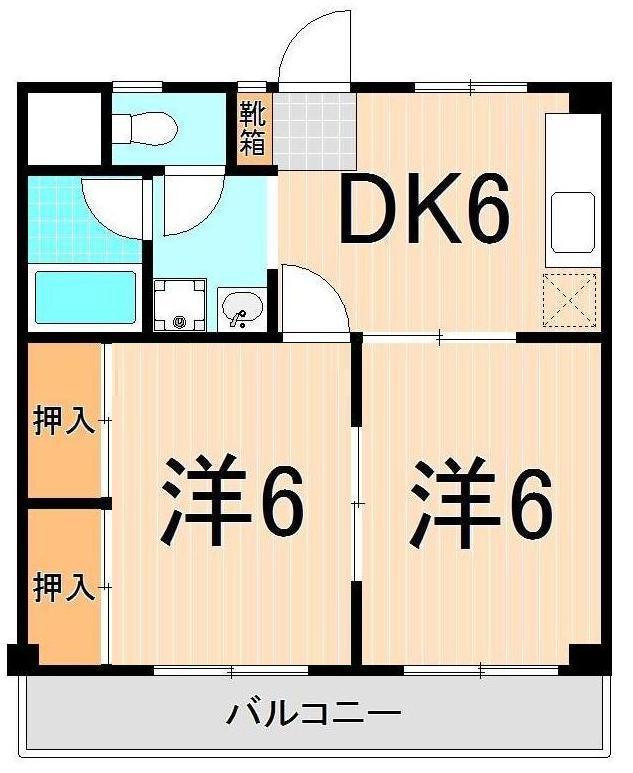 ハイツサントノーべ(2DK/2階)の間取り写真