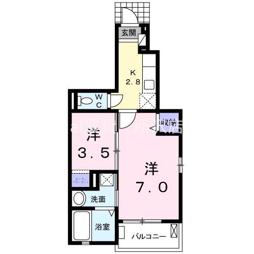 コルソ新所沢(2K/1階)の間取り写真