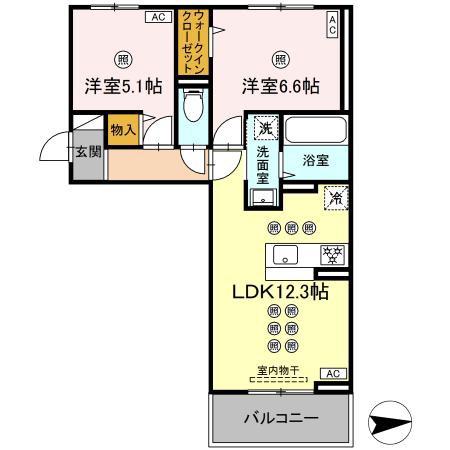 トリシア上中野(2LDK/3階)の間取り写真
