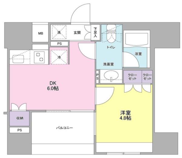 コンフォリア池袋DEUX(1DK/5階)の間取り写真