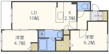 グランツ山鼻169(2LDK/4階)の間取り写真