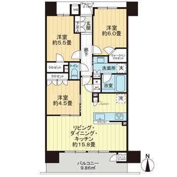 クレアホームズ南仙台駅前(3LDK/3階)の間取り写真