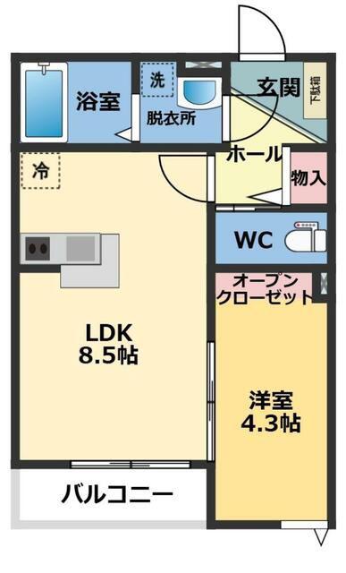 メゾン・ドゥ・アッシュ市川II(1LDK/2階)の間取り写真