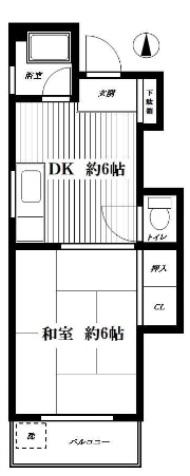 白井マンション(1DK/2階)の間取り写真