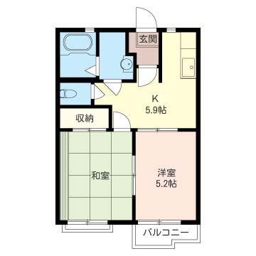 コートピア港南B(2K/2階)の間取り写真