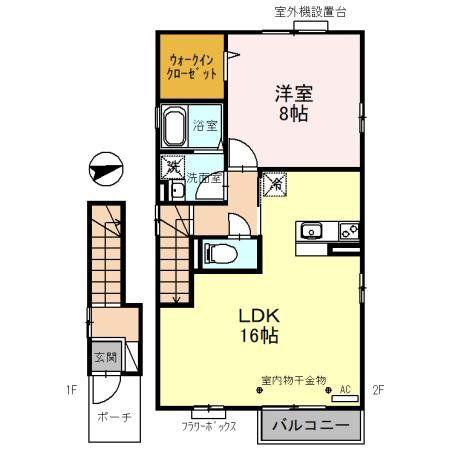 エミール一樹(1LDK/2階)の間取り写真