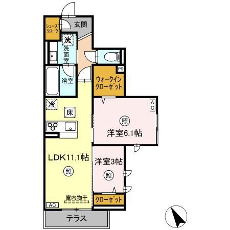 MIRAIS(2LDK/1階)の間取り写真
