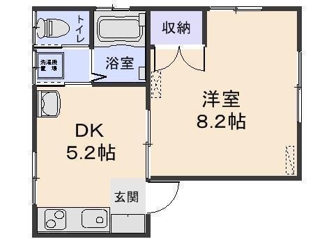 YM堤端III(1DK/2階)の間取り写真