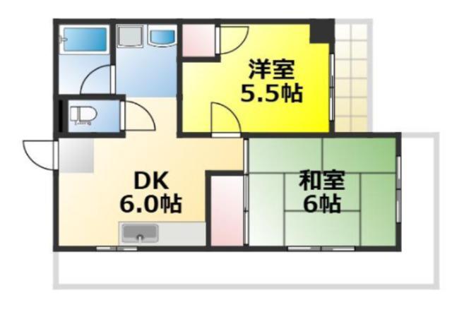 富士見台タウンヒルズ(2DK/3階)の間取り写真