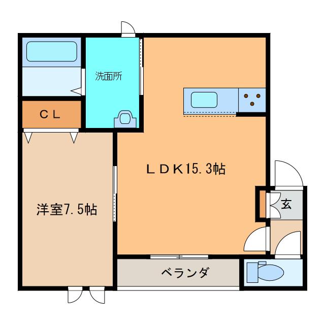 イースト GARDEN VI(1LDK/1階)の間取り写真