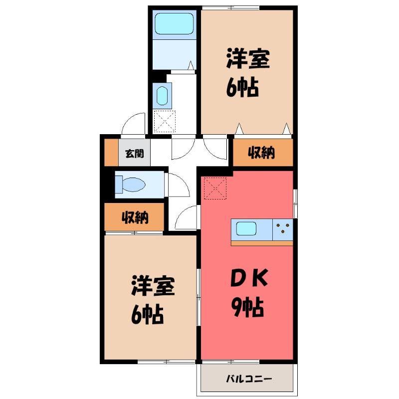パルコートIB(2DK/2階)の間取り写真