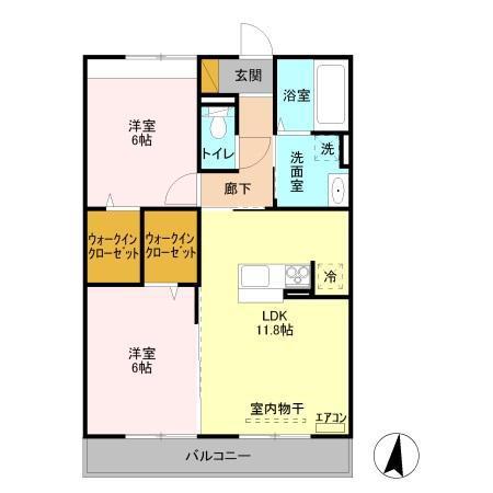 シェグラヴェート(2LDK/2階)の間取り写真