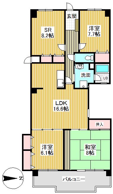 プリメール石神井(4LDK/3階)の間取り写真