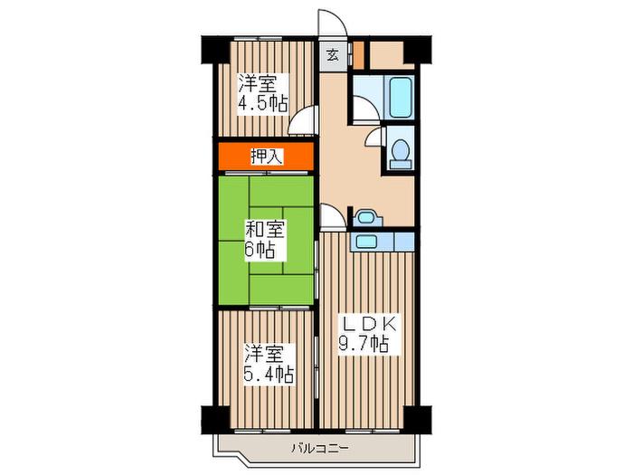 マンションブリッチ(3LDK/7階)の間取り写真
