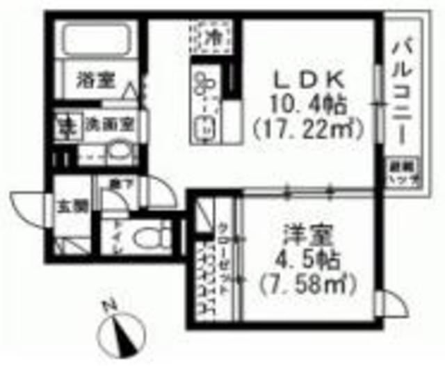 ソレイユ調布(1LDK/1階)の間取り写真