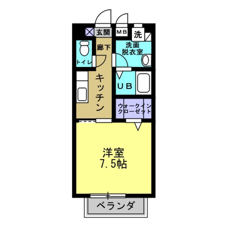 リヴェールF(1K/1階)の間取り写真