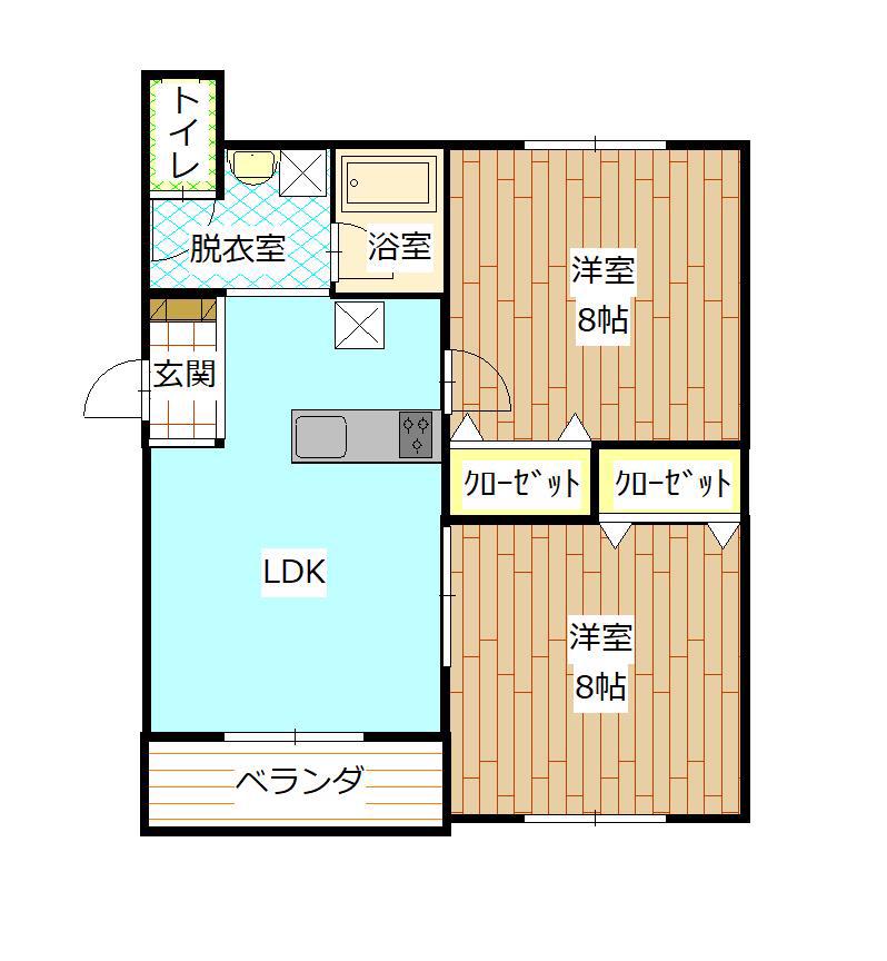 サンストリーム城西B(2LDK/2階)の間取り写真