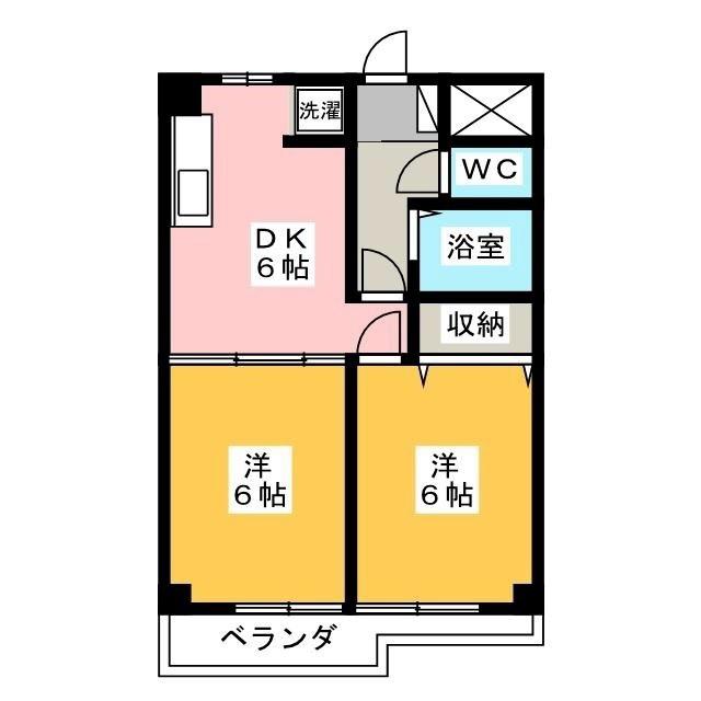 コーポフローラ篠宮ビル(2DK/3階)の間取り写真