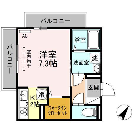 ベローナ(1K/3階)の間取り写真
