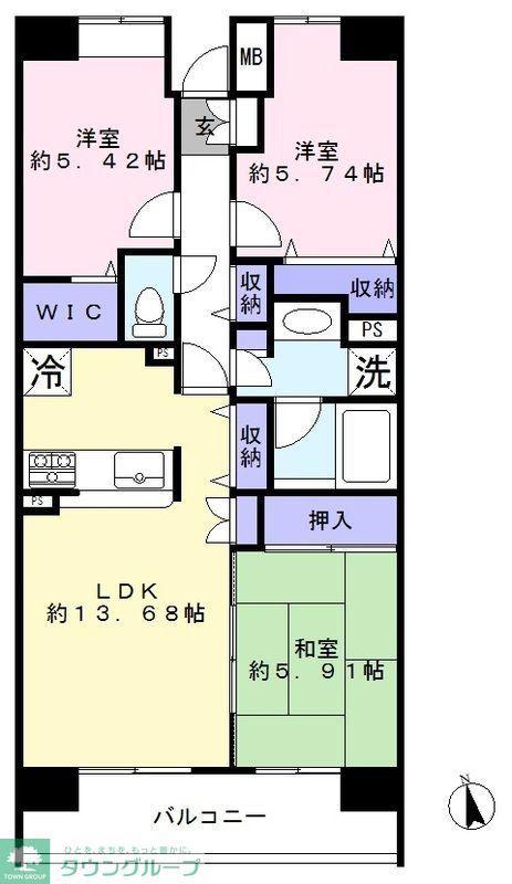 ベルドゥムール柏湯元温泉(3LDK/3階)の間取り写真
