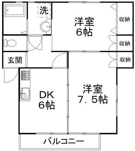 クレッシェンド(2DK/2階)の間取り写真
