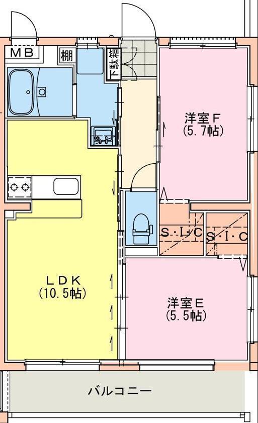 シャルテハイムV(2LDK/1階)の間取り写真