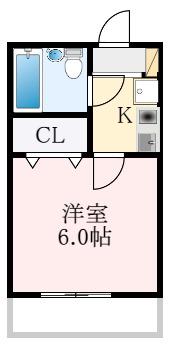 アヴニールふじわら(1K/6階)の間取り写真