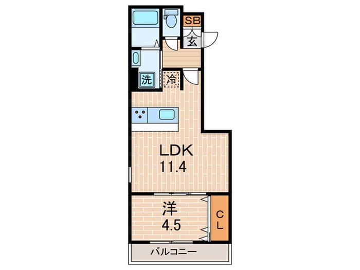 D-ROOM西宮瓦林町(1LDK/1階)の間取り写真
