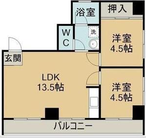 サンファンレジデンス(2LDK/11階)の間取り写真