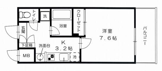 グッドヘルスビル(1K/2階)の間取り写真