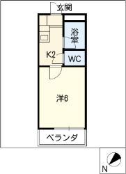 アップル春日井(1K/2階)の間取り写真