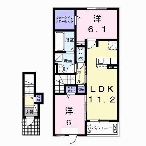 アデニウム錦水(2LDK/2階)の間取り写真